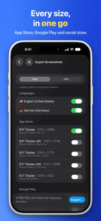 iPhone screenshot 5: Every size, in one go
