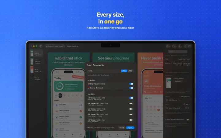 Mac screenshot 6: Every size, in one go